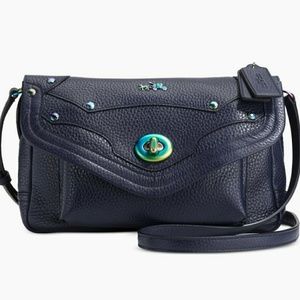 Coach oil slick rivets midnight blue leather bag